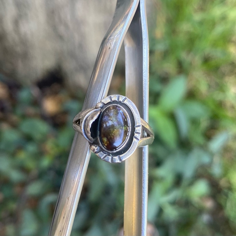 Sterling/Mexican FIRE AGATE ring 8.5 - Picture 5 of 5